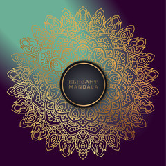 Vector round circle. Mandala style. Decorative element with gold.