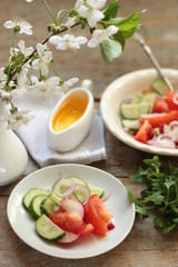 vegetable salad. Organic vegetables - healthy food (fresh vegetable set).  Food background