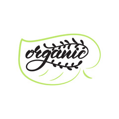 Lettering design with a word "Organic". Vector illustration.