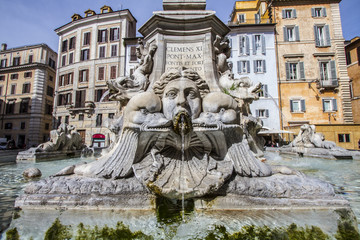 Fototapeta na wymiar FOUNTAIN FIGURE. FAMOUS DESTINATION OF ROME. TOP ATTRACTION IN ITALY