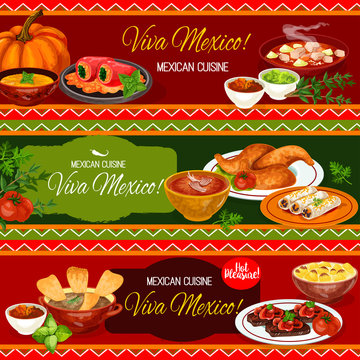 Mexican cuisine restaurant banner with dinner dish