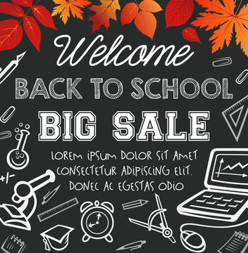 Back to School vector autumn sale poster