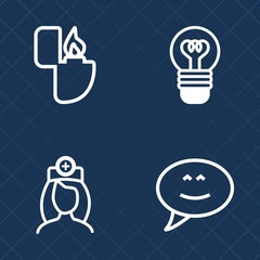 Premium set of outline vector icons. Such as communication, plastic, uniform, medical, hospital, medicine, care, lamp, concept, light, cigarette, health, bubble, lighter, electric, electricity, woman