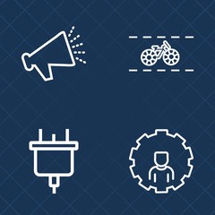 Premium set of outline vector icons. Such as transportation, internet, cycle, activity, cable, ride, business, socket, plug, power, volume, online, wire, sound, transport, chain, bicycle, object, bike