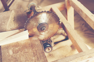 pine wood planks on wood table studio construction background
