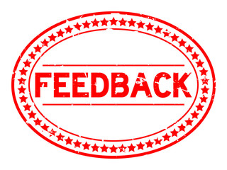 Grunge red feedback word oval rubber seal stamp on white background