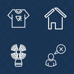 Premium set of outline vector icons. Such as housing, print, building, cool, navigation, typography, modern, pharos, house, travel, web, beacon, internet, architecture, residential, cancel, light, man
