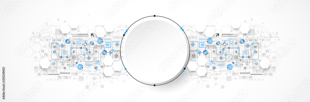 Poster abstract circle technology concept. circuit board, high computer color background.