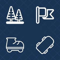 Premium set of outline vector icons. Such as plant, beautiful, america, usa, red, lifestyle, environment, foliage, skater, flag, white, nation, green, trunk, outdoor, roller, patriot, extreme, skate