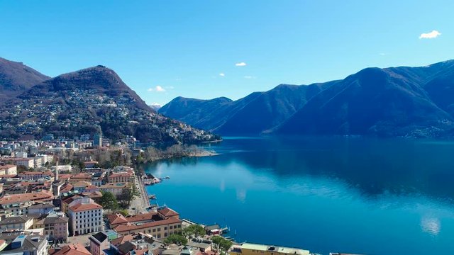 Aerial view of the city of Lugano