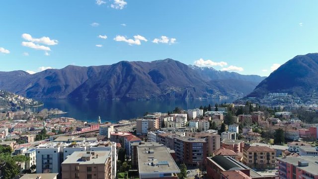 Aerial view of the city of Lugano