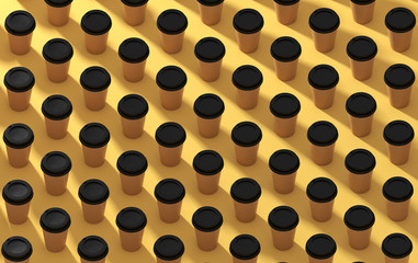 3d render, a cup of coffee on a colored background, coffee to go, isometric