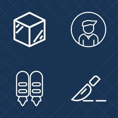 Premium set of outline vector icons. Such as object, surgeon, plastic, men, product, blank, surgical, packaging, young, business, adult, health, package, medicine, hospital, cardboard, male, character