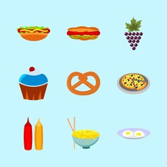 icons about Food with dinner, organic, merlot, fries and menu