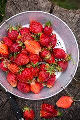 Fresh strawberries, top view
