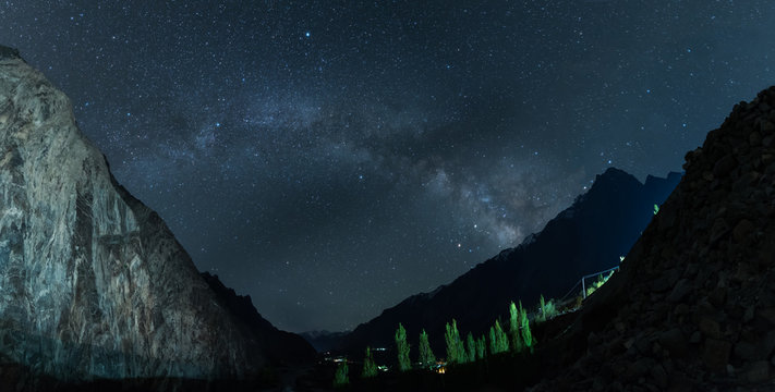 Milky Way over the mountain in Karakoram range, Gupis Valley, Pakistan