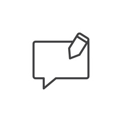 Fototapeta premium Speech bubble and pen outline icon. linear style sign for mobile concept and web design. Message writing simple line vector icon. Edit message symbol, logo illustration. Vector graphics