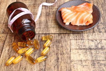 fish oil capsules with fresh fish