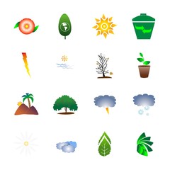 icon Nature with clouds, water, daisy, summer and could