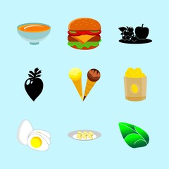 icons about Food with dessert, diet, meat, egg and dish
