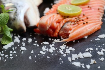 raw slice of salmon