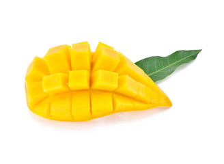fresh mango with leaves isolated on white background