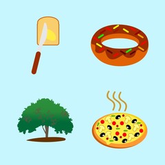 icons about Food with delicious, salami, organic, cake and tree