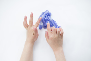 children playing game slime 