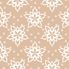 Fototapeta na wymiar Beige and white floral seamless pattern