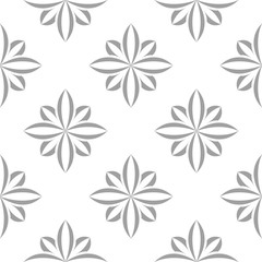 Fototapeta na wymiar Gray floral pattern on white. Seamless background