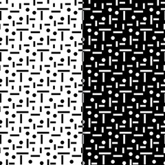 Fototapeta premium Set of geometric ornaments. Black and white seamless patterns