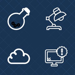 Premium set of outline vector icons. Such as sign, technology, weather, table, computer, dentistry, modern, cloud, dental, electric, dentist, warning, furniture, decoration, white, prosthesis, tool
