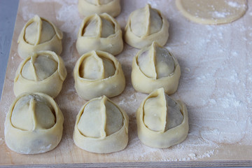 Dumplings of thin dough stuffed