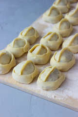 Dumplings of thin dough stuffed