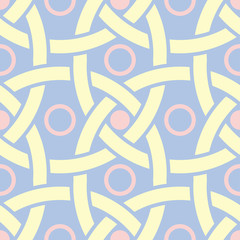 Geometric seamless pattern. Pale blue background with beige and pink elements