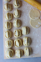 Dumplings of thin dough stuffed