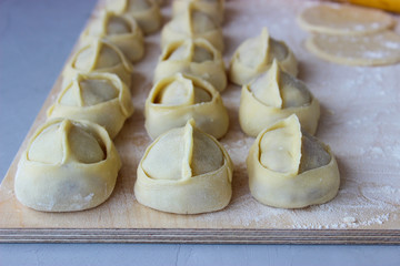 Dumplings of thin dough stuffed