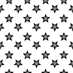 Black floral seamless design on white background