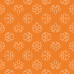 Orange and white floral seamless pattern