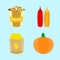 icons about Food with potato chips, fastfood, potato, halloween and corn