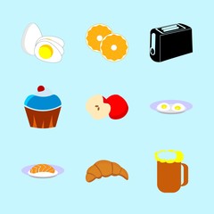 icons about Food with breakfast, eat, bakery, beer glass and seafood