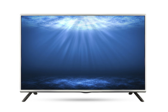 TV flat screen deep sea isolated white background.