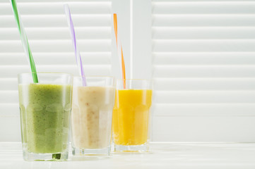 Freshly blended fruit smoothies