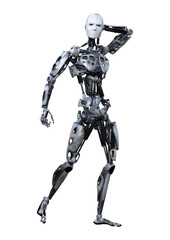 3D Rendering Male Robot on White