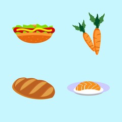 icons about Food with carrot, organic, fast food, lunch and bakery