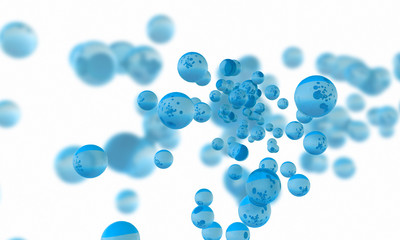 Abstract aqua concept. Blue liquid on white background. Fluid style. 3d rendering. Digital.