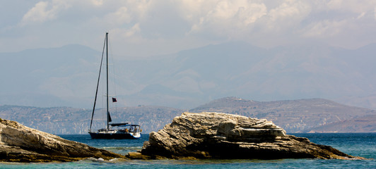 Fototapeta na wymiar summer seaside travel relax time Greece hot boat