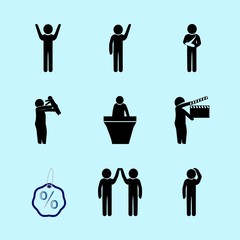 icons about Human with together, birthday, table, childhood and hand clap