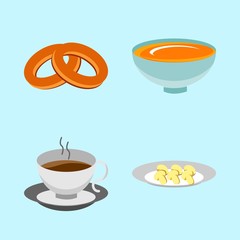 icons about Food with agaric, mushroom, hot, lunch and tea