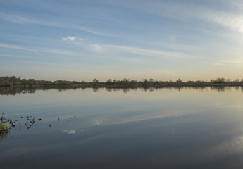 Paninsky Pond. Landscape. Panorama of a beautiful lake in Moscow region.